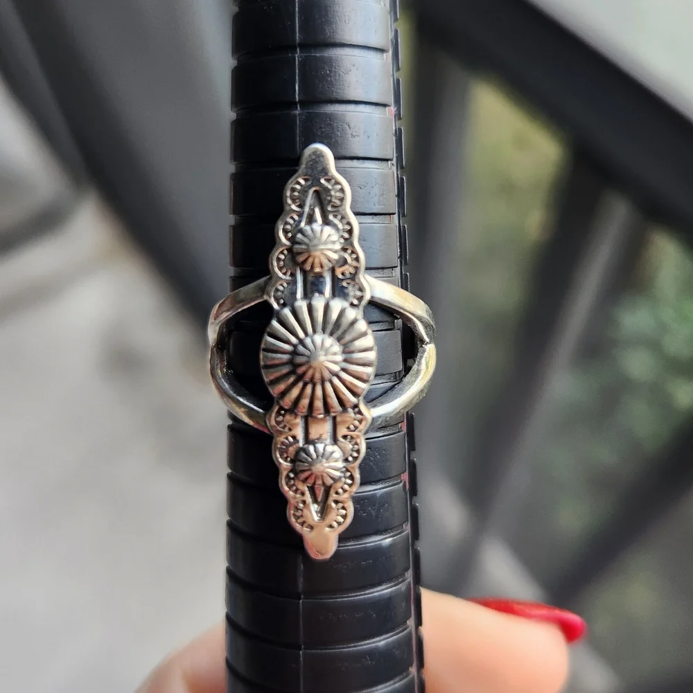 Handmade Sterling Silver 925 Elongated Concho Western Ring Size 8 - Picture 7 of 8